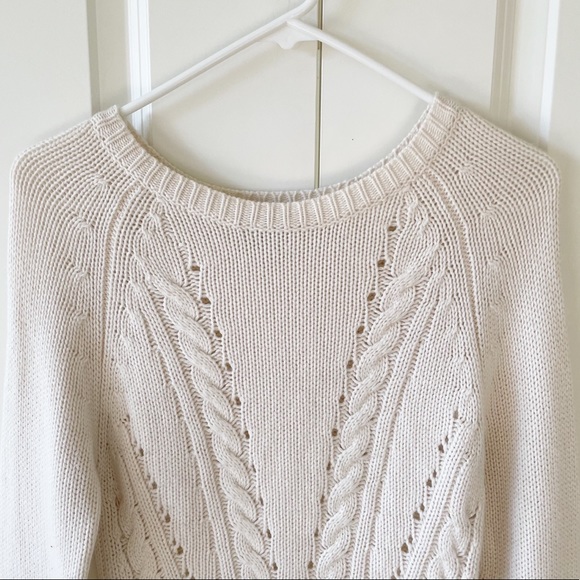 Autumn Cashmere Cable Knit Cashmere Blend Cable Knit Cream Sweater Size XS - Picture 4 of 7